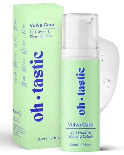 2in1 Intim Wash & Shaving Gel - Anti Rasierpickel & Rasurbrand Formel mit Jojobaöl & Milchsäure, Sensitive Waschlotion & Rasierschaum Damen, Intimrasur Rasiergel für Frauen - ohtastic (50ml)