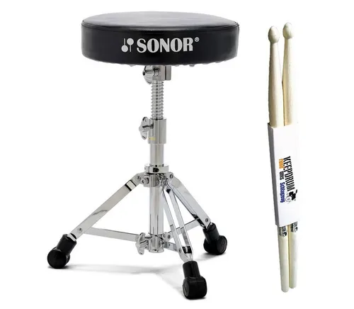 SONOR Schlagzeug Sonor Schlagzeug Hocker DT 2000 mit Schlagzeugstöcken