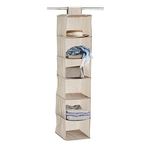 Zeller Hänge-Aufbewahrung Stripes, 6 Fächer, Vlies in beige von ZELLER PRESENT SCHÖNER LEBEN. PRAKTISCH WOHNEN.
