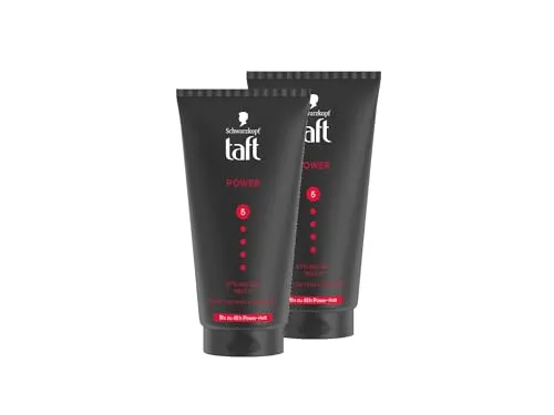 Schwarzkopf TAFT Gel Power (2x 150 ml), Haargel für bis zu 48 Stunden starken Halt, sanft zu Haar und Kopfhaut, veganes, Gel
