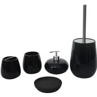 MCW Badset C72 5-teilig Schwarz - Elegantes Badhelfer-Set aus hochwertiger Keramik mit Seifenspender, Zahnbürstenhalter und mehr. Modernes Design für mehr Ordnung und Stil in jedem Badezimmer.
