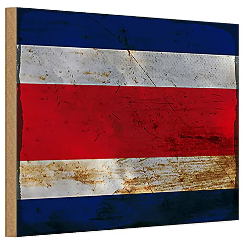 Holzschild Flagge Costa Rica 30x20cm Costa Rica Rost