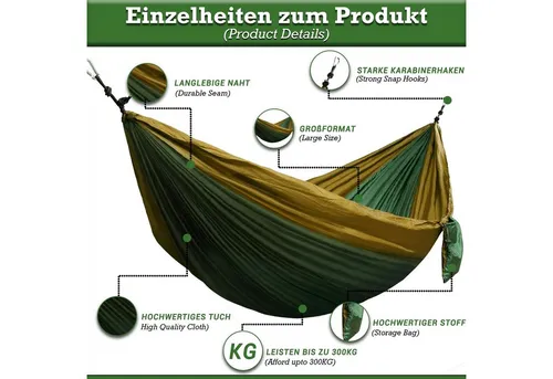 Defactoshop Hängematte Hängematte, Stabhängematte mit Tasche, Hängeliege, Hängestuhl