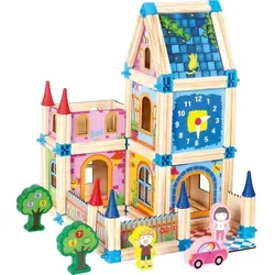 Mertens Holzbausteine 70352 - Bunter Bauklötzchen-Satz mit 128 Teilen, fördert Kreativität und Feinmotorik ab 3 Jahren