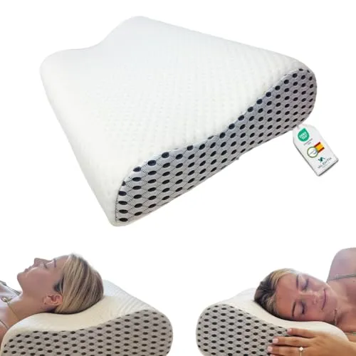 Valentia Medical Nackenstützkissen Memory Foam – Ergonomisches Kissen gegen Nackenschmerzen - Nackenhörnchen mit viskoelastischem Schaum, der sich optimal an Ihren Nacken anpasst und Verspannungen lindert. Der waschbare Bezug sorgt für Hygiene und Komfort.