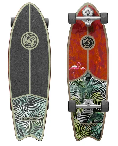 STAR SCOOTER Surf Skateboard Longboard - Vintage Retro Cruiser - Cruiserboard mit stabilem 6-lagigem Ahornholzdeck, High Speed ABEC-11 Kugellagern und rutschfester Oberfläche. Ideal für Anfänger und Profis, sofort einsatzbereit mit Schoner und Tragetasche!