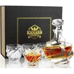 Whisky Karaffe und Gläser Set 5-teiliges Luxus Geschenk - Gläser & Glaswaren, edles Set aus Karaffe und Gläsern für stilvolles Servieren von Whisky, perfekt als Geschenk für besondere Anlässe.