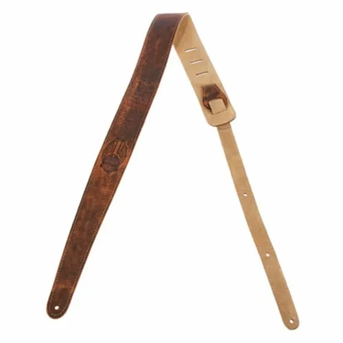 Fender Road Worn Distressed Leather Guitar Strap (Black/Brown)