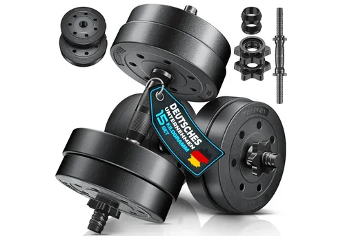 RE:SPORT Hantel-Set 15 - 40 kg - Verstellbares Hantelset mit 2 Kurzhanteln für effektiven Muskelaufbau, ideal für Zuhause. Rutschfester Griff und sicheres Training dank stabiler Sternverschlüsse.