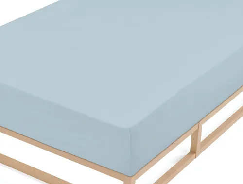 Biberna Biber - Spannbetttuch 100 x 200 cm Farbe: Hellblau Baumwolle extra warm