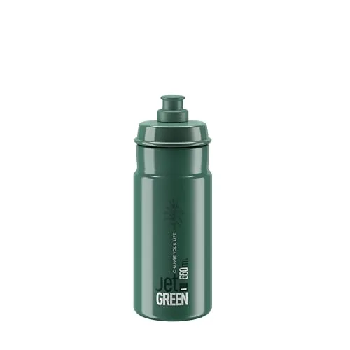 Elite JET GREEN Opal Weiß Logo 550 ml – Umweltfreundliche Fahrrad-Trinkflasche, Ultraleicht und BPA-frei – Biologisch abbaubar für Radsport MTB Gravel