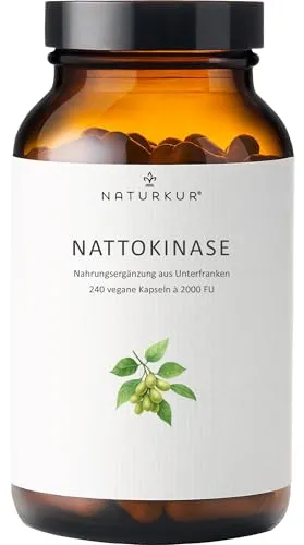 Naturkur® Nattokinase 100 mg (20.000 FU/g) - 240 Kapseln im Apothekerglas - Vegan, ohne unerwünschte Zusatzstoffe, in Handarbeit hergestellt in Unterfranken