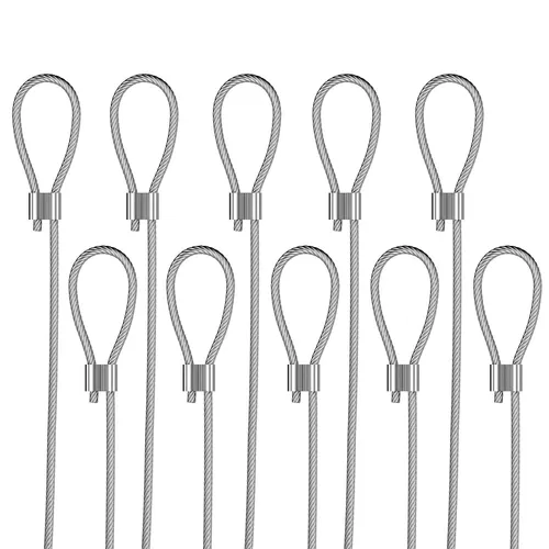 10x  Stahlseil mit Schlaufe in silber von Hang-it