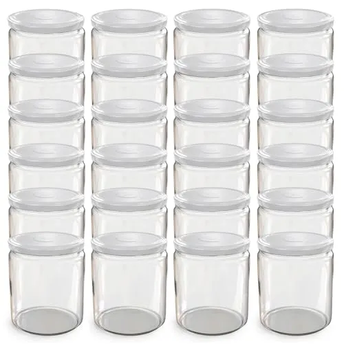 Oputec 24 x 405 ml Einmachgläser mit TO 82 Schraubdeckel Weiß – Perfekt für Marmeladen, Konfitüren und mehr, große Gläser mit Deckel, ideal als Marmeladengläser und Schraubgläser