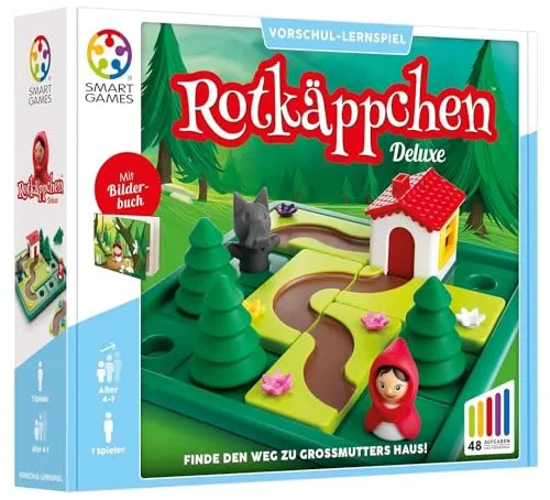 Smart Games Rotkäppchen SG021DE - 1 Spieler, spannendes Lernspiel mit 48 Aufgaben und Märchen-Bilderbuch für Kinder