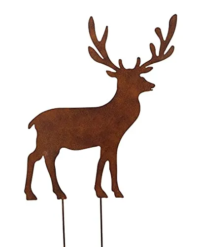 ETC großer dekorativer weihnachtlicher Deko-Stecker Garten-Stecker Hirsch rostoptik, Braun
