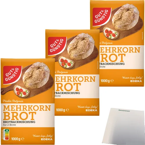 Gut&Günstig Brotbackmischung Mehrkornbrot 3er Pack 3x1000g Packung usy Block