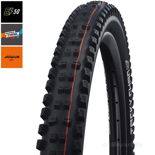 Schwalbe Tacky Chan HS625 fb - Der schnellste Downhill-Reifen - Fahrradreifen für All-Mountain, Trail und Enduro - mit Addix Soft Compound und tubeless easy setup, ideal für E-Bikes bis 50 km/h.
