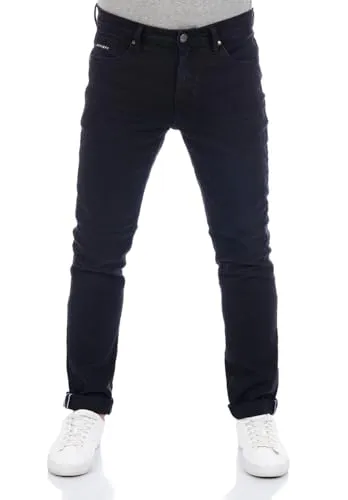 DENIMFY Jeans Herren Stretch Straight Fit DFMiro Jeanshose Baumwolle Denim Schwarz w36, Größe:36W / 36L, Farben:Black Denim (B122)