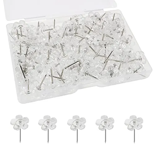 Transparente Blumen Reißzwecken,Pinnnadeln für Korktafel, Dekorative Niedliche Weiße Reißzwecken für Pinnwand,Clare Pinnwandnadeln Kartennadeln,Wandnägel für Zuhause,Büro,Schulbedarf