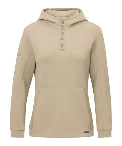 JAKO Damen Zip Hoodie Pro Casual in Beige, Größe 44 - Bequemer Zip Hoodie aus Soft-Doubleface-Polyester mit praktischen Taschen und modischem JAKO Branding – ideal für Freizeit und Sport.