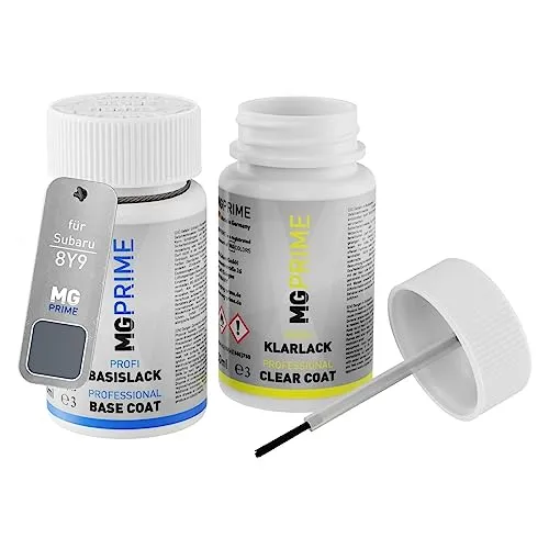 MG PRIME Autolack Lackstift Set für Subaru 8Y9 Harbor Mist Grey Pearl Basislack Klarlack je 50ml
