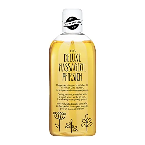 EIS Deluxe Massageöl Pfirsich | für Massagen zur Entspannung | für Pärchen | wärmendes Körperöl zur intimen Muskelentspannung | flüssiges Körper-Gleitöl | 250ml | erotischer Pfirsich Duft
