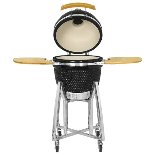 Kamado CL-18 Profi Keramik Grill Schwarz, Grilldurchmesser 45,7cm, Grillrostdurchmesser 38,5cm, BBQ Grillei Holzkohlegrill Grill Keramikgrill