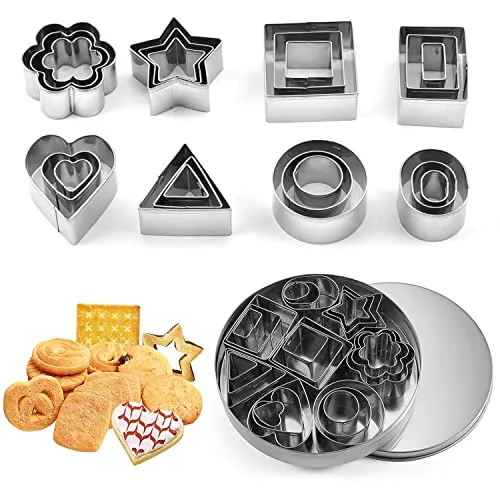 Unvtap Ausstechformen Set 24 Stück Mini Keksausstecher Ausstecher Plätzchen Ausstechformen Weihnachten für Backen, Silber
