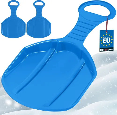 KOTARBAU® 2er Set Popo Rutscher Bob Schlitten für Kinder & Erwachsene Rutschteller mit Griff Kunststoff Porutscher Schnee Rutscher Leicht & Stabil Blau