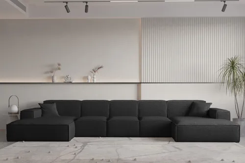 Wohnlandschaft U-Form CELES PREMIUM XL in schwarz von Fun Möbel