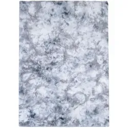 Teppich Läufer Hochflor Flur - Einfarbig Grau-Silber 80x150 cm - Teppich für Flur und Wohnzimmer, samt-weich mit Tie-Dye-Optik für ein modernes Ambiente. Ideal gegen kalte Füße und vielseitig einsetzbar!