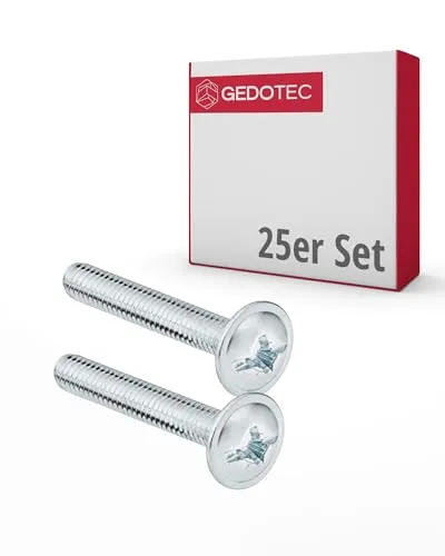 Gedotec Möbelschrauben M4 Stahl verzinkt - H10644 | 25 Stück - Griffschrauben für Möbelgriffe | Möbelverbinder - M4 x 40 mm | Gewindeschrauben - Möbelgriffschrauben - Verbindungsschrauben - Schränke