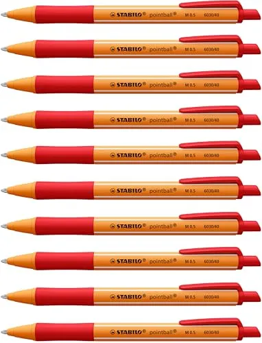 STABILO - Druck-Kugelschreiber - pointball - 10er Pack - rot