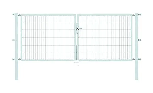 Stabgitter-Doppeltor ALBERTS Flexo Typ 6/5/6 300 x 120 cm - Gartenzäune - Robustes Metalltor in Silber, inkl. stabilen Pfosten für hohe Sicherheit und Langlebigkeit.