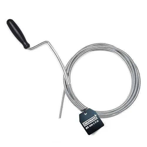 HELPMATE – Rohrreinigungsspirale Ø 6 mm – 3 m – Flexibler Federstahl für langlebige Nutzung – Umweltfreundliche Reinigung ohne Chemikalien – Geeignet für Waschbecken, Dusche, Badewanne und Spülbecken