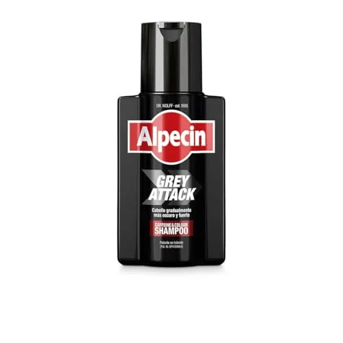Alpecin Grey Attack Caffeine Colour Shampoo für Herren 200 ml - Shampoo für Herren zur schrittweisen Verdunkelung grauer Haare, fördert das Haarwachstum und sorgt für einen natürlichen Farbeffekt. Ideal für hellbraunes bis schwarzes Haar.