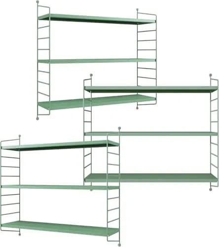 [en.casa] Modulares Wandregal Strängnäs 3er Set - Stilvolles Metallregal in Pastellgrün - Praktisches Wandregal-Set mit 3 Regalböden für vielseitige Einsatzmöglichkeiten in jedem Raum. Ideal für Bücher, Dekorationen oder Pflegeprodukte. Einfache Montage und robuste Konstruktion für sicheren Halt.
