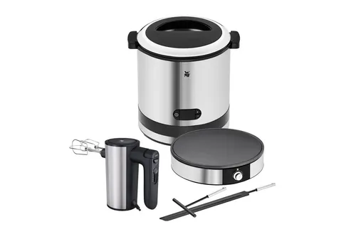 WMF Eismaschine 3in1, Crêpes Maker und Handrührgerät - Kompakte 3in1 Eismaschine für die schnelle Zubereitung von Sorbet, Eiscreme und Frozen Yoghurt, ideal für kleine Haushalte und leckere Desserts.