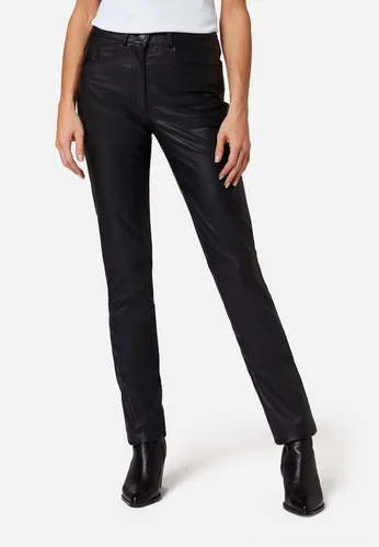 RICANO 9809, Damen Lederhose - 5-Pocket Stil - (Slim Fit/High Waist) echtes Lamm Leder (Schwarz, XXL)