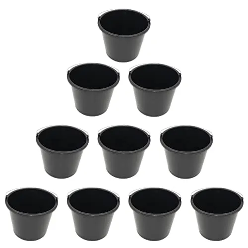 Stück DEWEPRO® Baueimer Set - 5 Liter Kunststoffeimer - extra Stabiler 5l Putzeimer mit Henkel und Skalierung 10