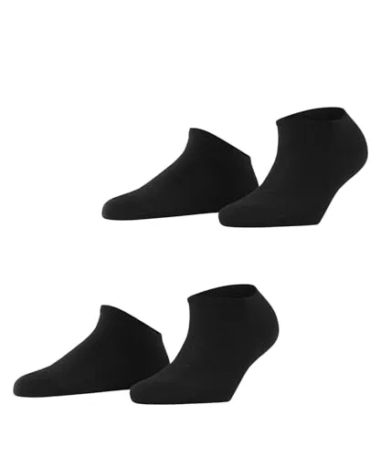 ESPRIT Damen Sneakersocken Uni Multipack W Sn Baumwolle kurz einfarbig 2 Paar, Schwarz Black 3000, 39-42