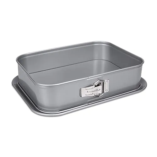 Städter we love baking silberne rechteckige Springform 33 x 23 cm - Springform mit Antihaftbeschichtung, ideal für Rührkuchen und Käsekuchen, hitzebeständig bis 250 °C und leicht zu reinigen.