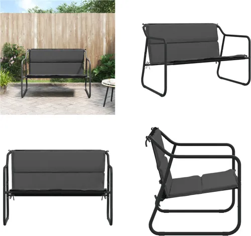 vidaXL 2 Sitzer Gartenbank mit Kissen Anthrazit Stahl