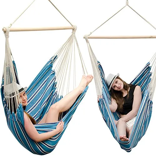 eyepower XL Hängesessel 185 x 130 cm für 2 Personen - Hängestuhl Outdoor & Indoor - Schwebesitz für Garten Balkon Terrasse - Relaxstuhl aus 100% Baumwolle - Sitzschaukel im Boho Stil ohne Gestell