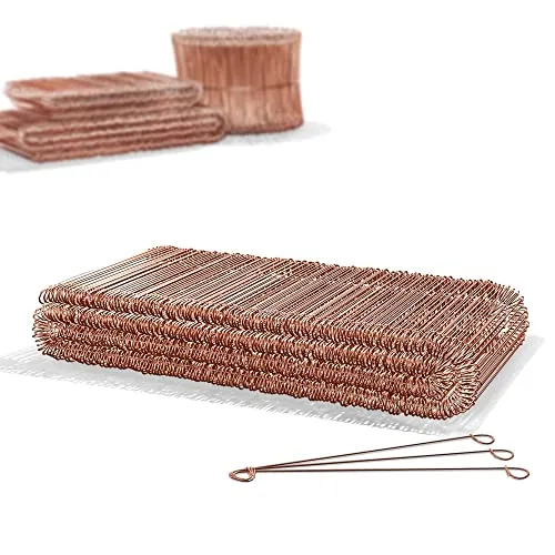 Heimfleiss® Rödeldraht Betonbindedraht 1,0 x 100-160 mm (500 Stk.) - verkupferter Bindedraht in 250, 500 & 1000er Bündel - Ösendraht Drilldraht für Drillapparat & Rödelzange - Drahtsackverschlüsse