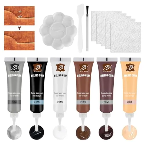 HASAIKA® Lederreparatur Creme, Kunstleder Reparaturset, Leder Restaurator,Reparatur Set für Autositze,Sofas, Lederjacke,Schuhe,Gürtel Kratzer,Löcher