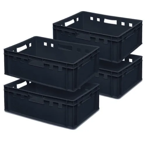 BRB-Lagertechnik Aufbewahrungsschüssel 4x Fleischkasten E2, 600x400x200 mm - Frischhaltedosen - Set aus vier robusten und stoßfesten Fleischkästen, ideal für die hygienische Lagerung von Lebensmitteln bei extremen Temperaturen von -40ºC bis +60ºC.