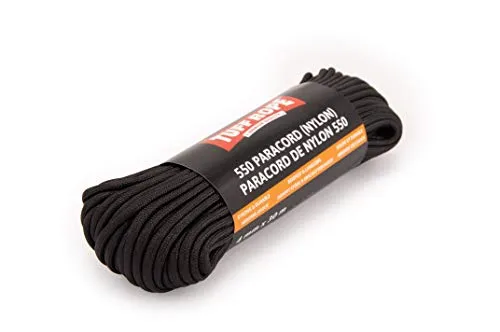 TUFF ROPE® Paracord 550 (Nylon) - 4mm - DAS Starke Seil - Reißfest & Langlebig - 7 Kernfäden - Mehrzweckseil für Outdoor, Haus & Garten in Premium Qualität (Schwarz, 30m)