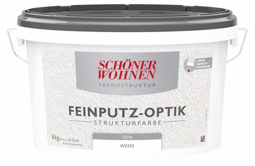 SCHÖNER WOHNEN FARBE Strukturfarbe »Trendstruktur«, Putz-Optik in Weiß - Farbe: Weiß • Ideal für dekorative Wandgestaltungen im Innenbereich • Hochwertige Putz-Optik mit guter Deckkraft und Ergiebigkeit von 1,25 m²/l • Gebrauchsfertig und leicht zu verarbeiten.
